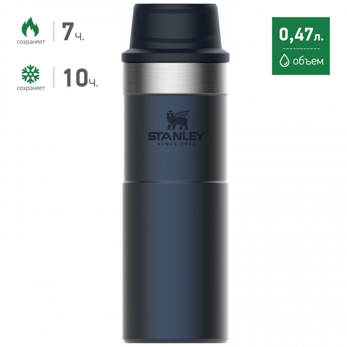 Термокружка STANLEY CLASSIC TRIGGER ACTION ONE HAND 2.0 0,47L синий 10-06439-033
